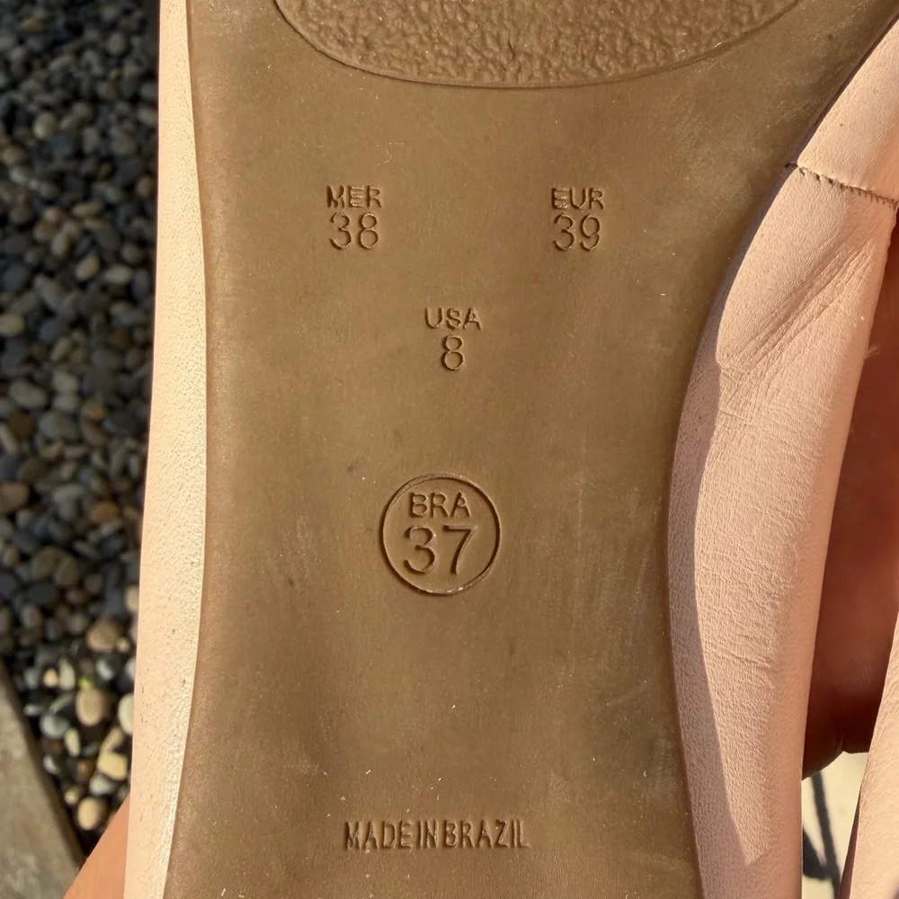 NWOT Raphaella Booz Blush Pink Leather Ballet Flats Bow Stud Trim BR 37/US 8 - Picture 9 of 10
